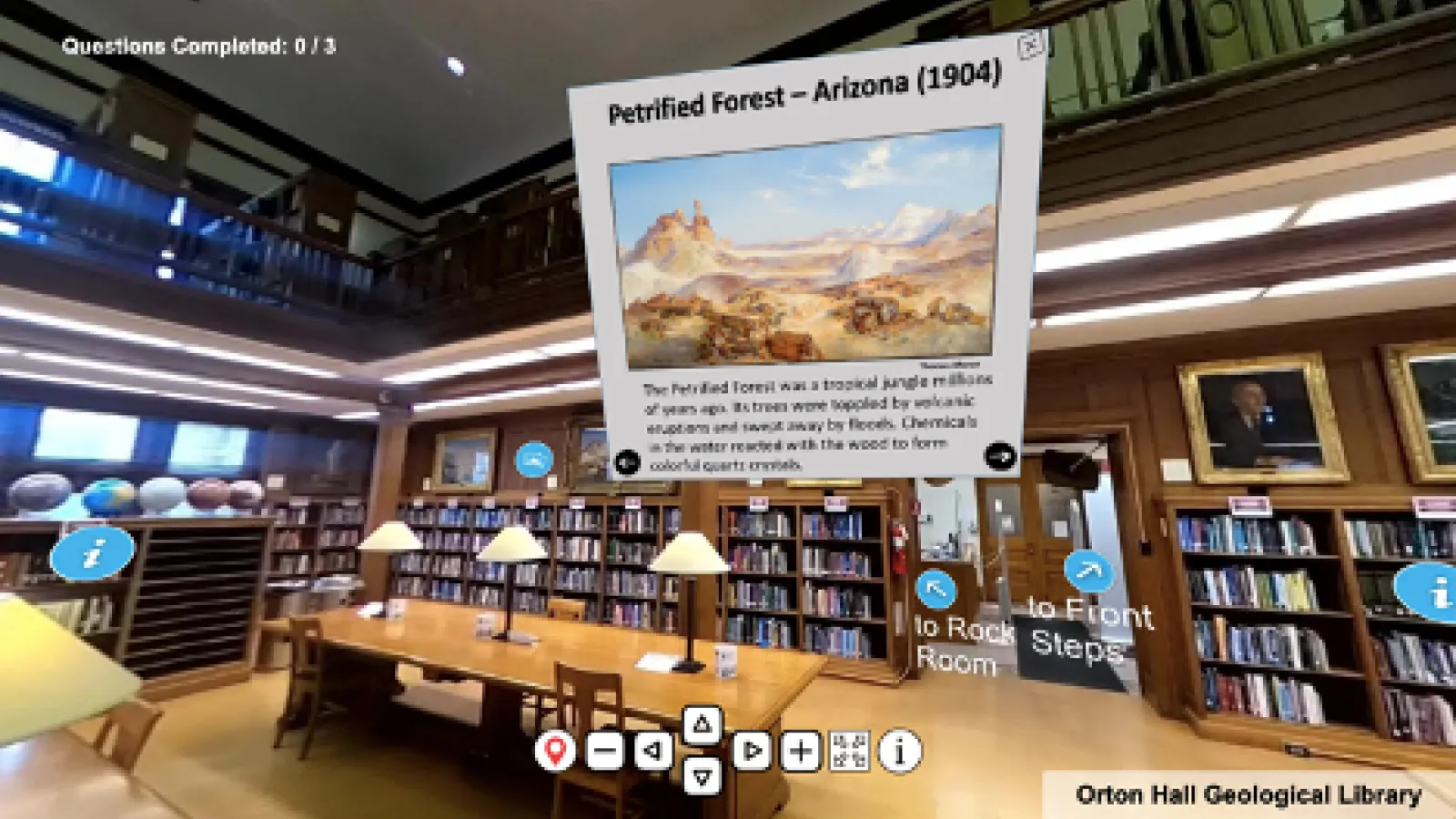 The School of Earth Sciences tour displaying artwork featured in Orton Hall