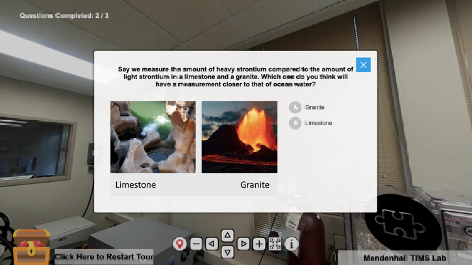 The School of Earth Sciences tour depicting one of the puzzles you must complete to unlock a prize